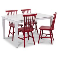 Mellby matgrupp 140 cm bord med 4 st röda Karl pinnstolar - Vit / Rött Mellby matgrupp 140 cm bord med 4 st röda Karl pinnstolar - Vit / Rött