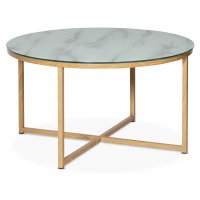 Link runt soffbord med marmorerat glas - Ø80 cm Link runt soffbord med marmorerat glas - Ø80 cm