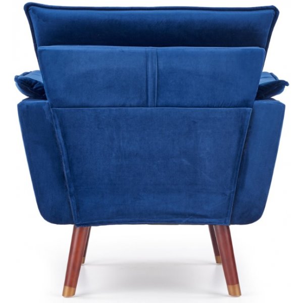 Fauteuil Rosie - Bleu (Velours) Noyer/Laiton