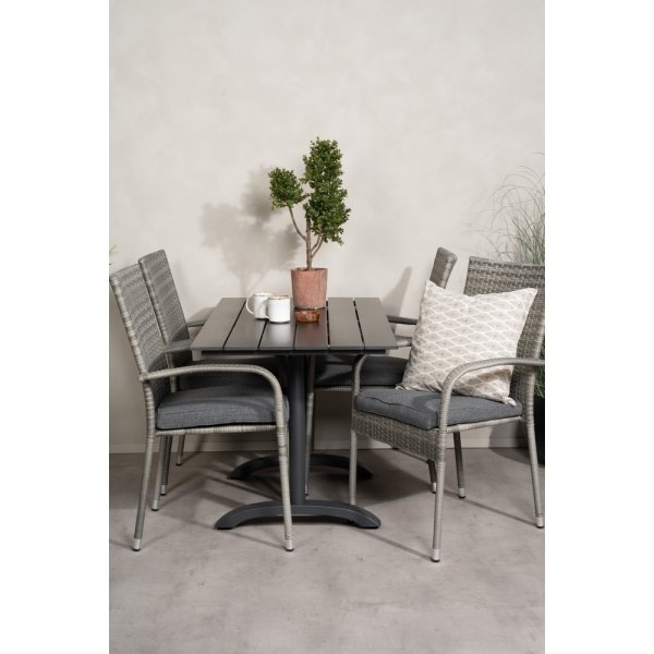 Denver utematgrupp med 4 st Anna stolar - Svart/Grå Denver utematgrupp med 4 st Anna stolar - Svart/Grå