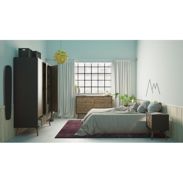 Ry garderob - Svart/valnöt Ry garderob - Svart/valnöt