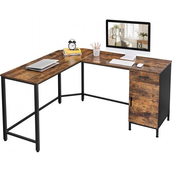 Bureau d'angle Emmelie 150 x 137 cm - Marron/noir