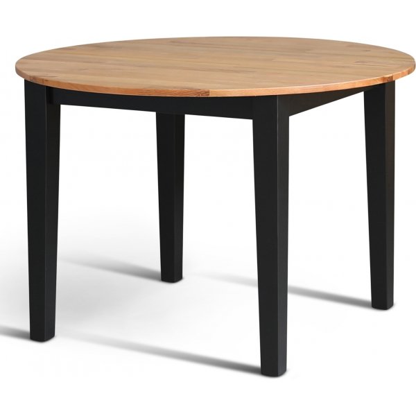 Dalar runt matbord i oljad ek med svarta ben 110 cm