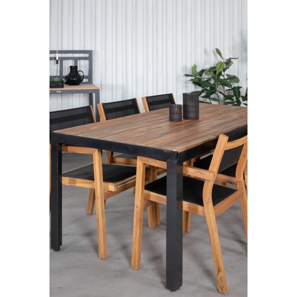 Bois utematgrupp med 6 st Venice stolar - Svart/Natur