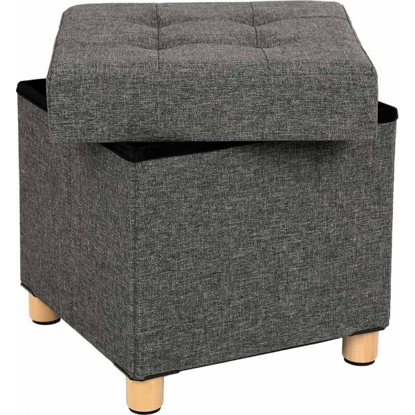 Fideli sittpuff med frvaring - Gr