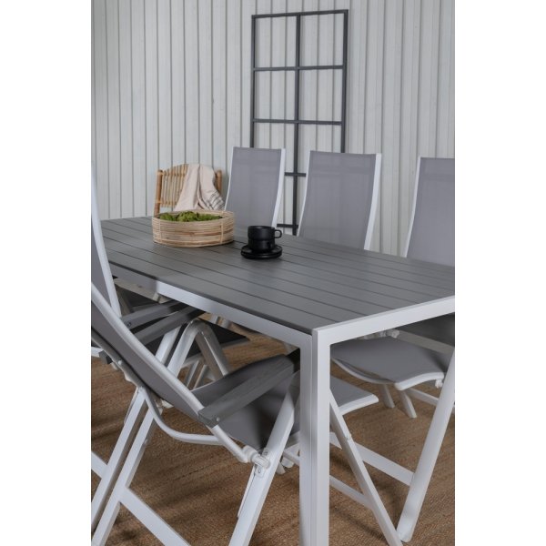 Break utematgrupp med 6 st Albany stolar - Gr/Vit