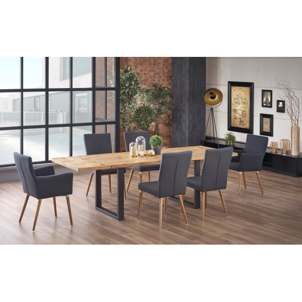 Table à manger extensible Sauber 90x160-250 cm - Chêne/noir Table à manger extensible Sauber 90x160-250 cm - Chêne/noir