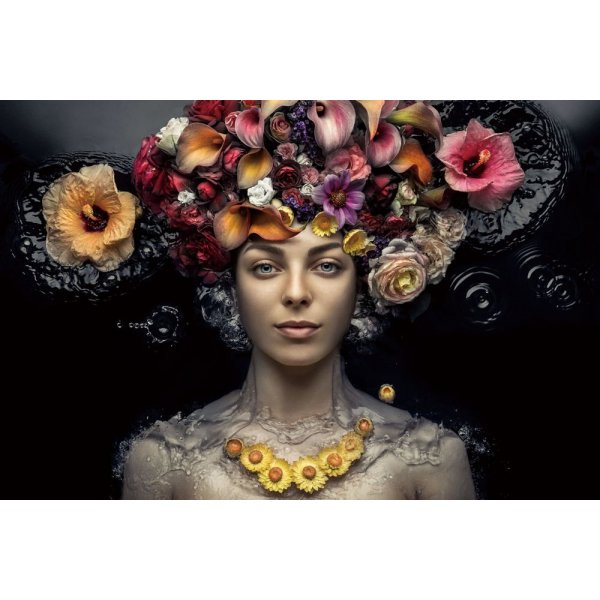 Glastavla - Water flowers - 120x80 cm