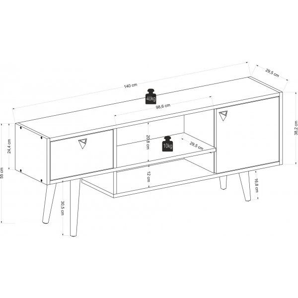 Banc TV Nida - Anthracite/noyer