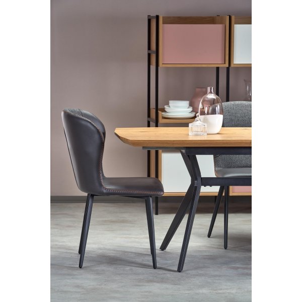 Table  manger Assis 140-180 x 80 cm - Chne/noir