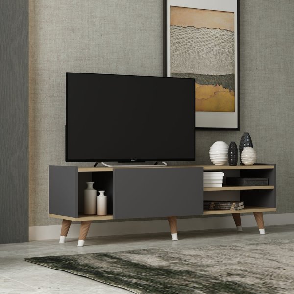 Crassia TV-bänk - Safir ek/antracit Crassia TV-bänk - Safir ek/antracit