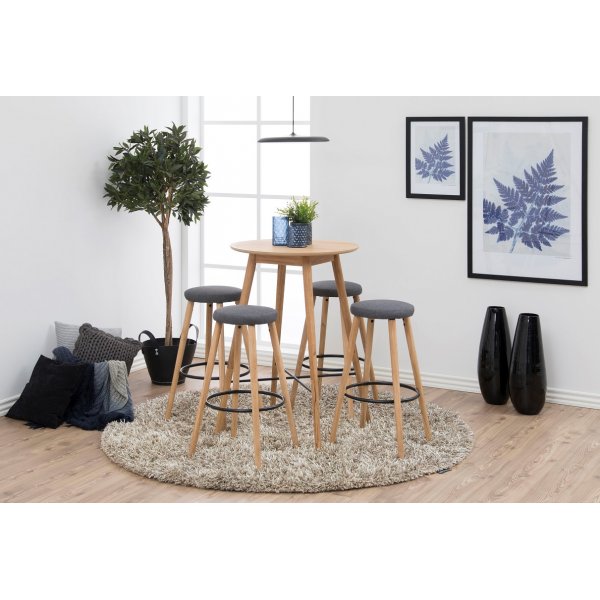 Cadens barpall - Grått tyg / ek ben Cadens barpall - Grått tyg / ek ben