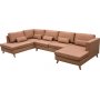 U-soffa med ppet avslut - Cognac