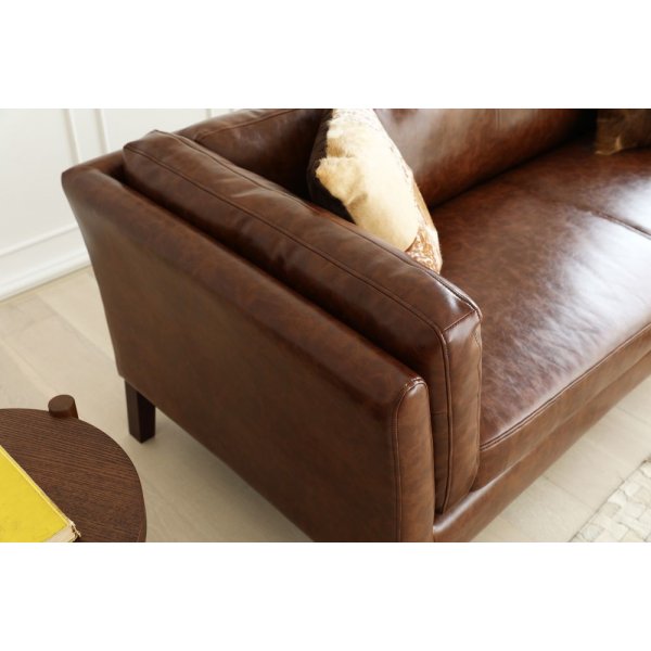 Soffa 3-sits brun vintage PU 198 cm - Heritage Soffa 3-sits brun vintage PU 198 cm - Heritage