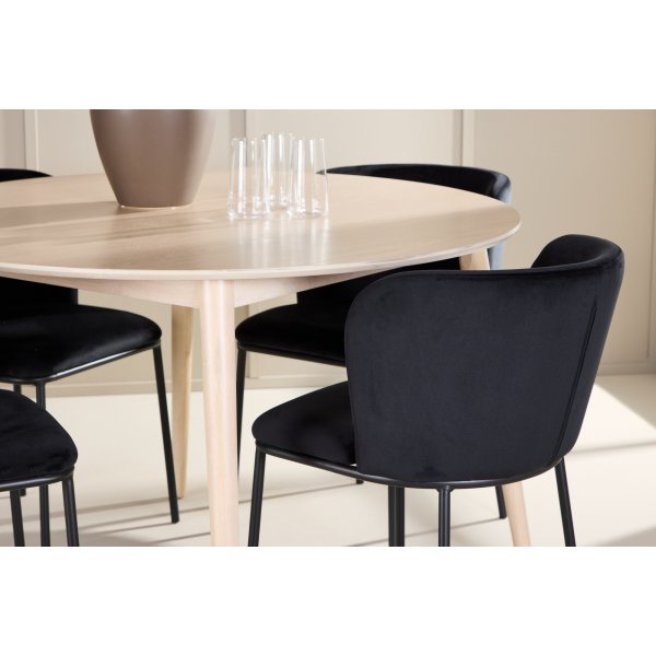 Matbord Flora med 4 st Edina stolar - Svart/whitewash Matbord Flora med 4 st Edina stolar - Svart/whitewash