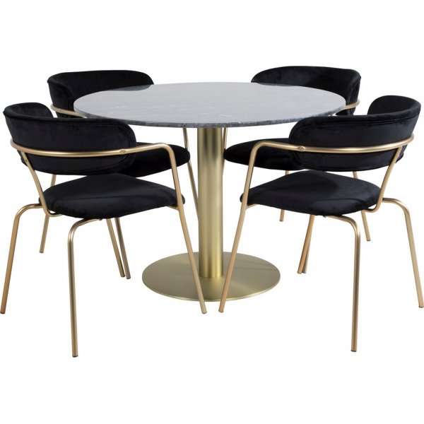 Kvarnbacken matbord 106 cm - Mörk marmor/mässing Kvarnbacken matbord 106 cm - Mörk marmor/mässing