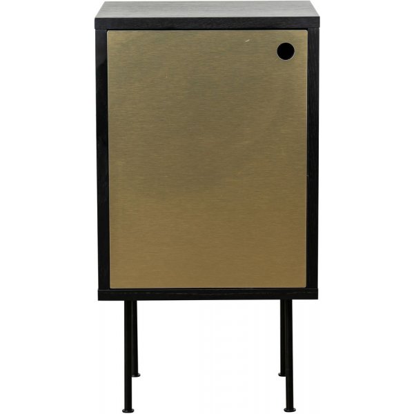 Volume svart sängbord med mässingsdörr Volume svart sängbord med mässingsdörr