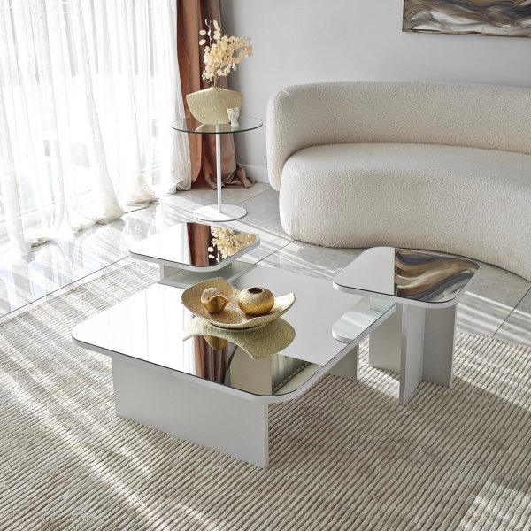 Ensemble table basse Jazz 80/40/40 x 80/40/40 cm - Blanc Ensemble table basse Jazz 80/40/40 x 80/40/40 cm - Blanc