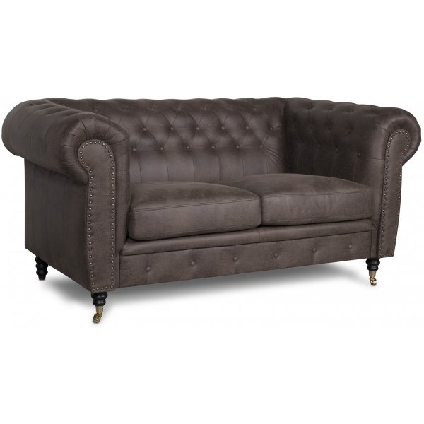 Sheffield Chesterfield 2-sits soffa - Läderutseende Sheffield Chesterfield 2-sits soffa - Läderutseende