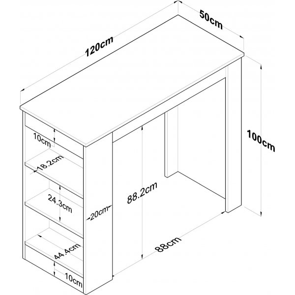 Table de bar Jarik 120 x 50 cm - Noyer/blanc Table de bar Jarik 120 x 50 cm - Noyer/blanc