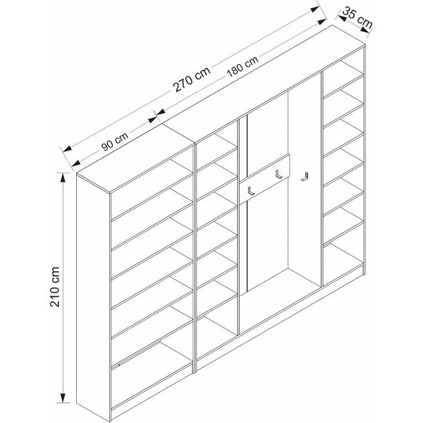 Meuble d\\\'entre Armadio 270 x 35 x 210 cm - Blanc