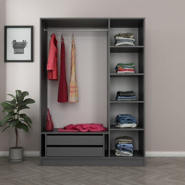Armoire Cavolo 135 cm - Anthracite/noir