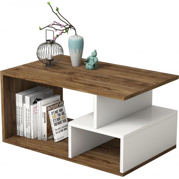 Table basse Arte 90 x 42 cm - Noyer fonc/blanc