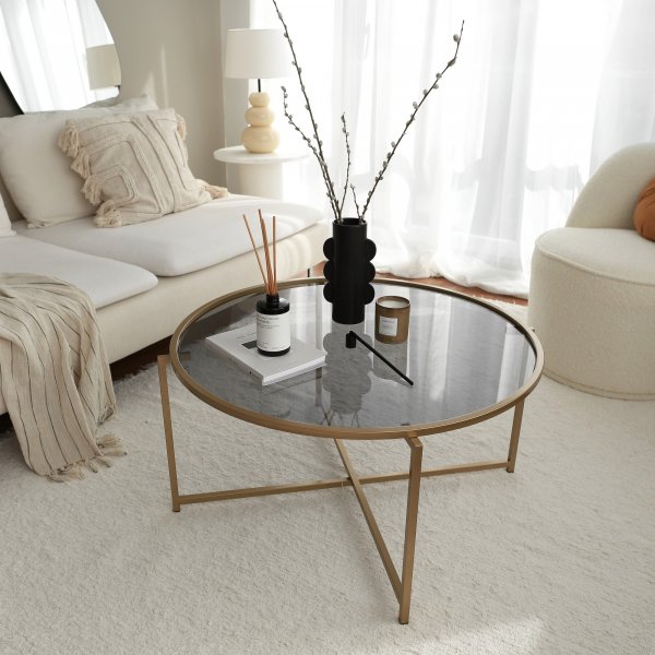 Table basse Sun 83 cm - Or/fume