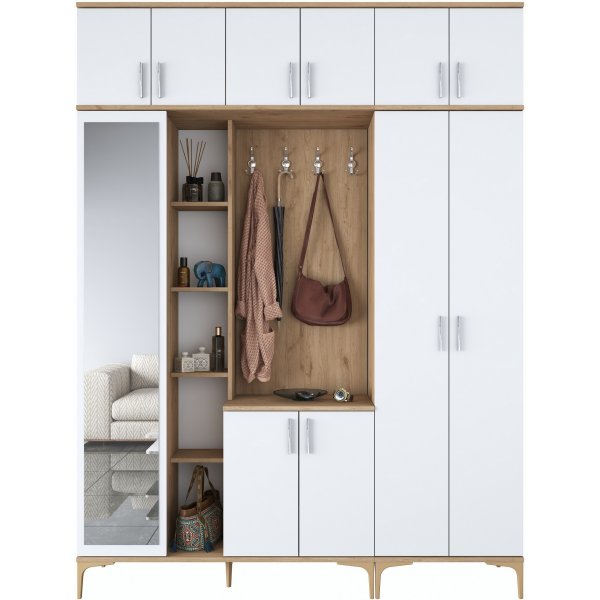 Meuble d\\\'entre Esa 180 x 37,5 x 240 cm Variante A - Noyer/blanc