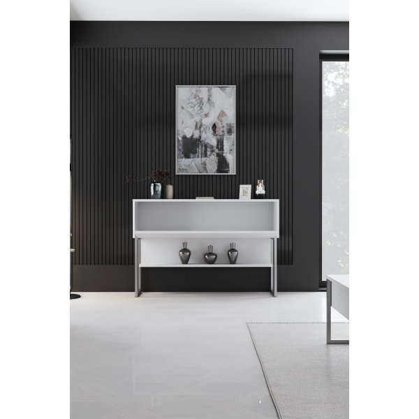 Table relief Lux 120 x 30 cm - Blanc/argent