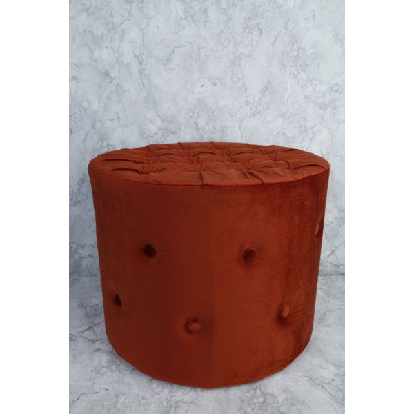 Sittpuff med knappar - Rostrd (sammet)