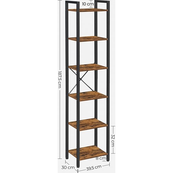 Bibliothque Petter 40 x 187,5 cm - Marron/noir