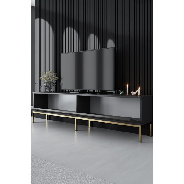 Meuble TV Lord - Anthracite/or Meuble TV Lord - Anthracite/or