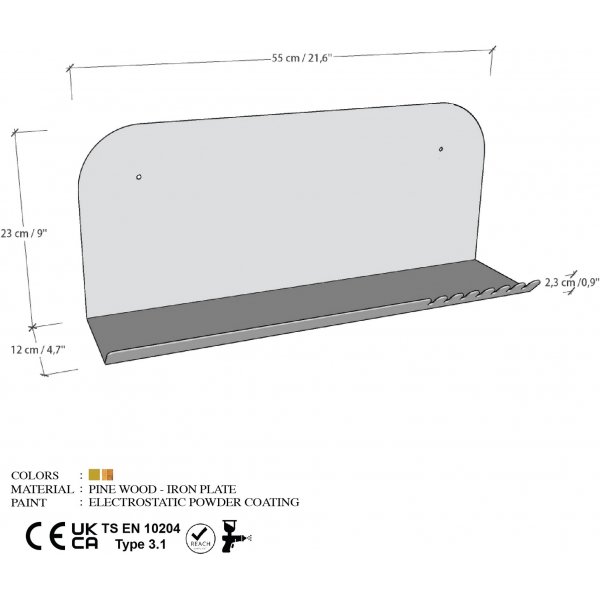 Saketo wandplank - Goud Saketo wandplank - Goud