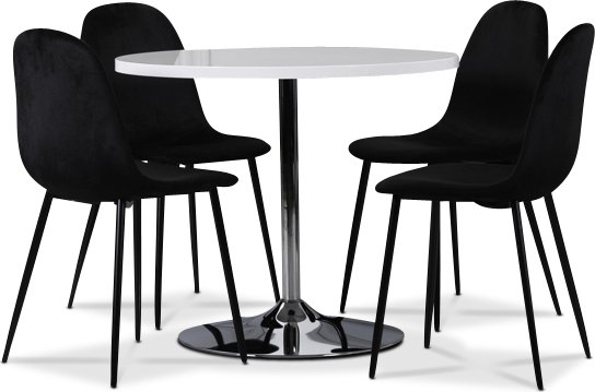 Tiana bord med kromad fot 90 cm - Vit (Hgglans) / Krom