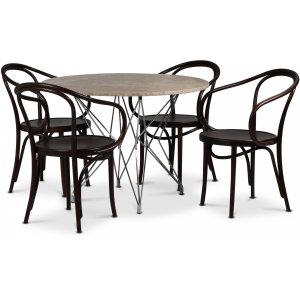 Groupe de repas Zoo 105 cm incl. 4 chaises en bois courb No30 Classic - Chrome / Beige Empradore