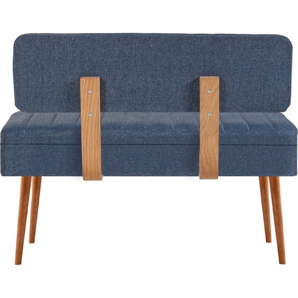 Banc Vina avec dossier - Pin/bleu fonc