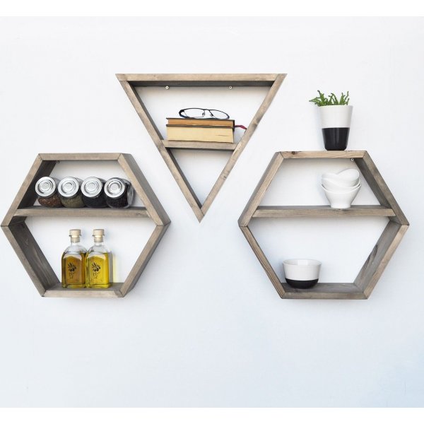 Abstrakt vägghylla 61 - Valnöt Abstrakt vägghylla 61 - Valnöt