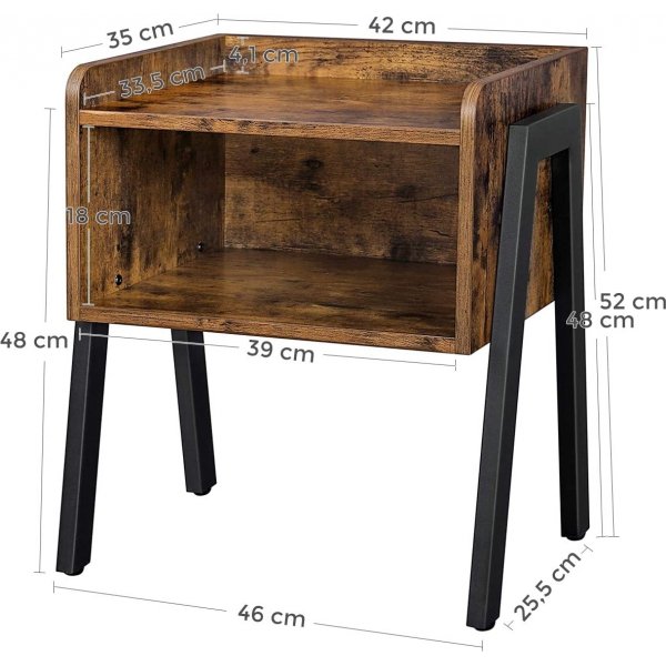 Sakarias bijzettafel 46 x 35 cm - Bruin/zwart