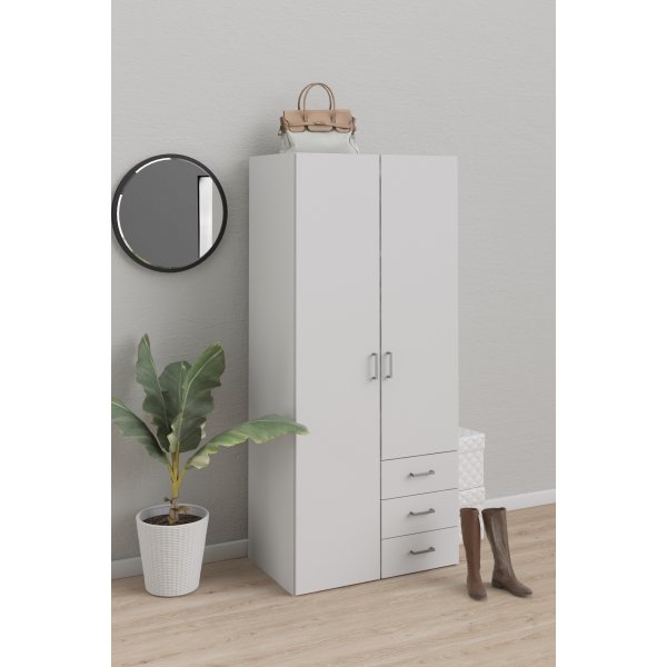 Armoire Space avec 2 portes et 3 tiroirs - Blanc Armoire Space avec 2 portes et 3 tiroirs - Blanc