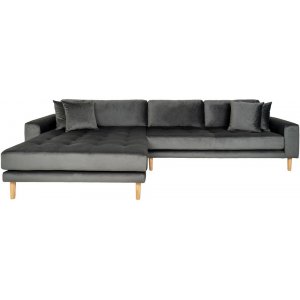 Canap divan Lido gauche - Velours gris fonc