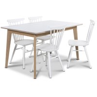 Holger matgrupp 140 cm bord med 4 st vita Thor pinnstolar Holger matgrupp 140 cm bord med 4 st vita Thor pinnstolar
