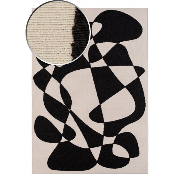 Tapis tiss plat Venus Abstract Blanc/Noir