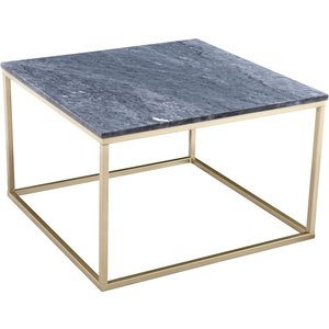 Accent 75x75 cm soffbord i grå marmor med mässingsfärgat underrede