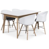 Holger matgrupp 140 cm bord med 4 st vita Moon matstolar Holger matgrupp 140 cm bord med 4 st vita Moon matstolar