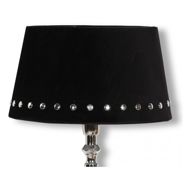 Velvet lampskrm med nitar 33 cm - Svart / Krom