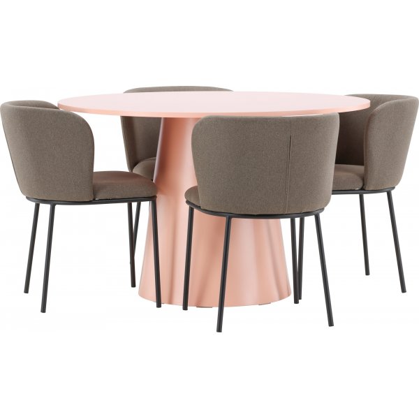 Matbord Lanzo med 4 st Edina stolar - Svart/brun/rosa Matbord Lanzo med 4 st Edina stolar - Svart/brun/rosa