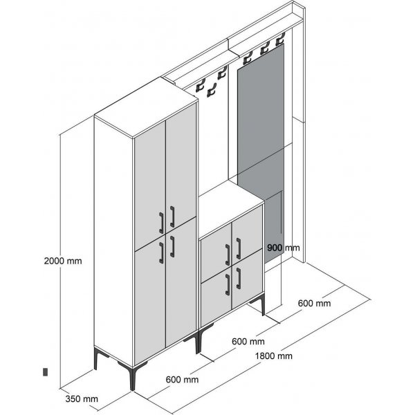 Meuble d'entrée berlinois abc - Noyer/marbre blanc Meuble d'entrée berlinois abc - Noyer/marbre blanc
