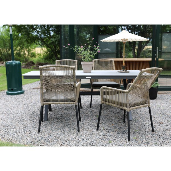 Chaise structure Ystad - rotin synthétique torsadé/coussin gris Chaise structure Ystad - rotin synthétique torsadé/coussin gris