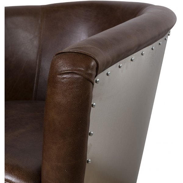 Tank clubfåtölj i läder Tobacco vintage / Metall + Textilrengöring för möbler Tank clubfåtölj i läder Tobacco vintage / Metall + Textilrengöring för möbler